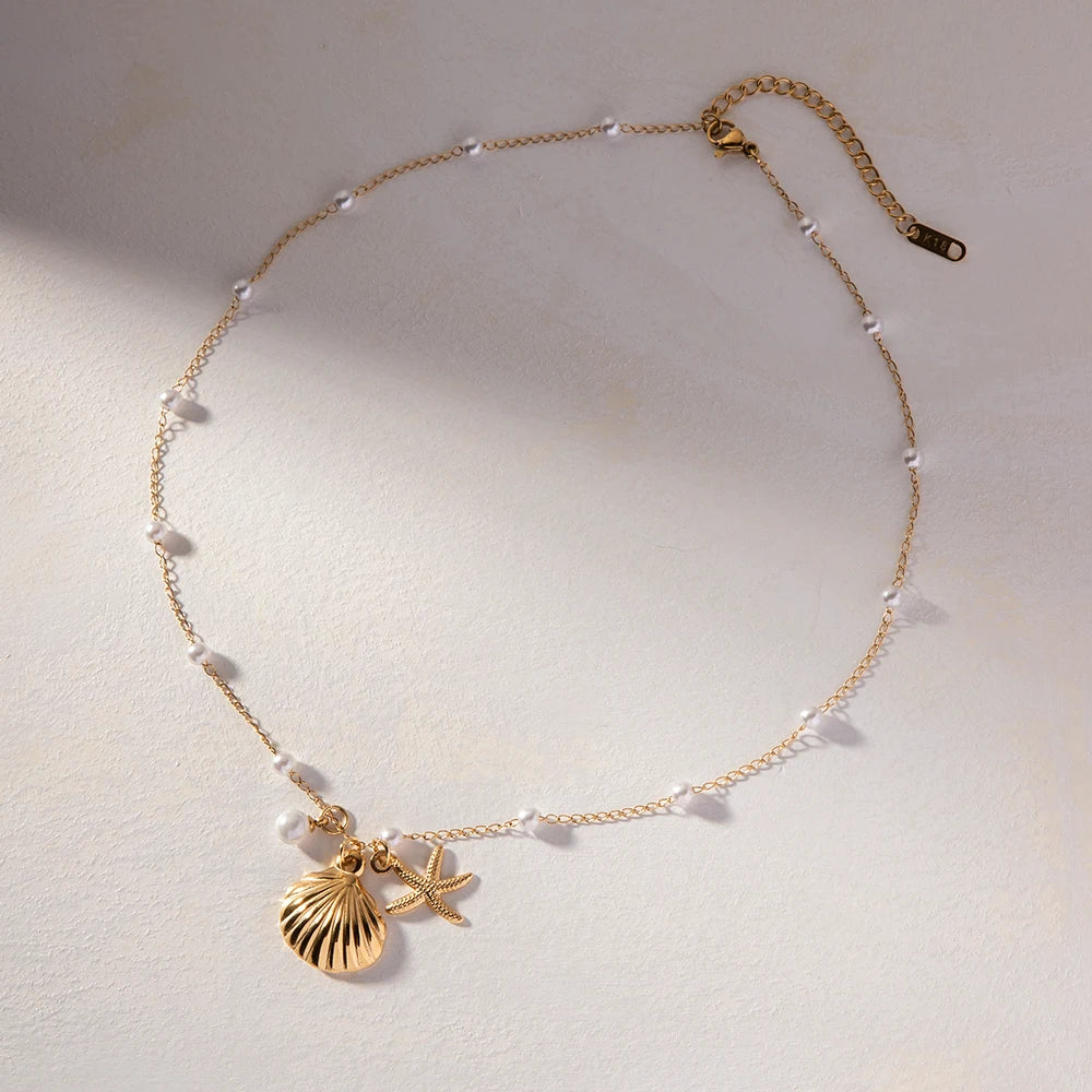 Seashell Pearl Necklace